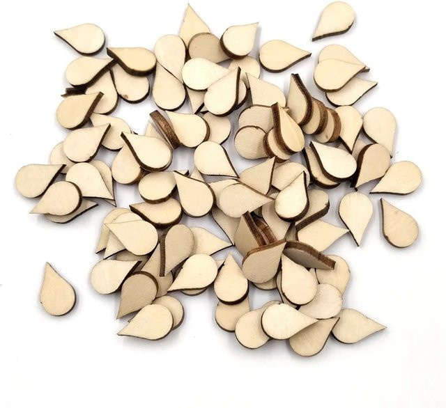 Beige Holzausschnitte in Wassertropfenform für DIY-Handwerk und Heimdekoration, 15–100 mm - Bild 1