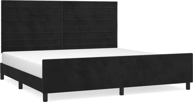 vidaXL Bettgestell mit Kopfteil aus Samt in Schwarz, B/T: 200 x 200 cm - Bild 1