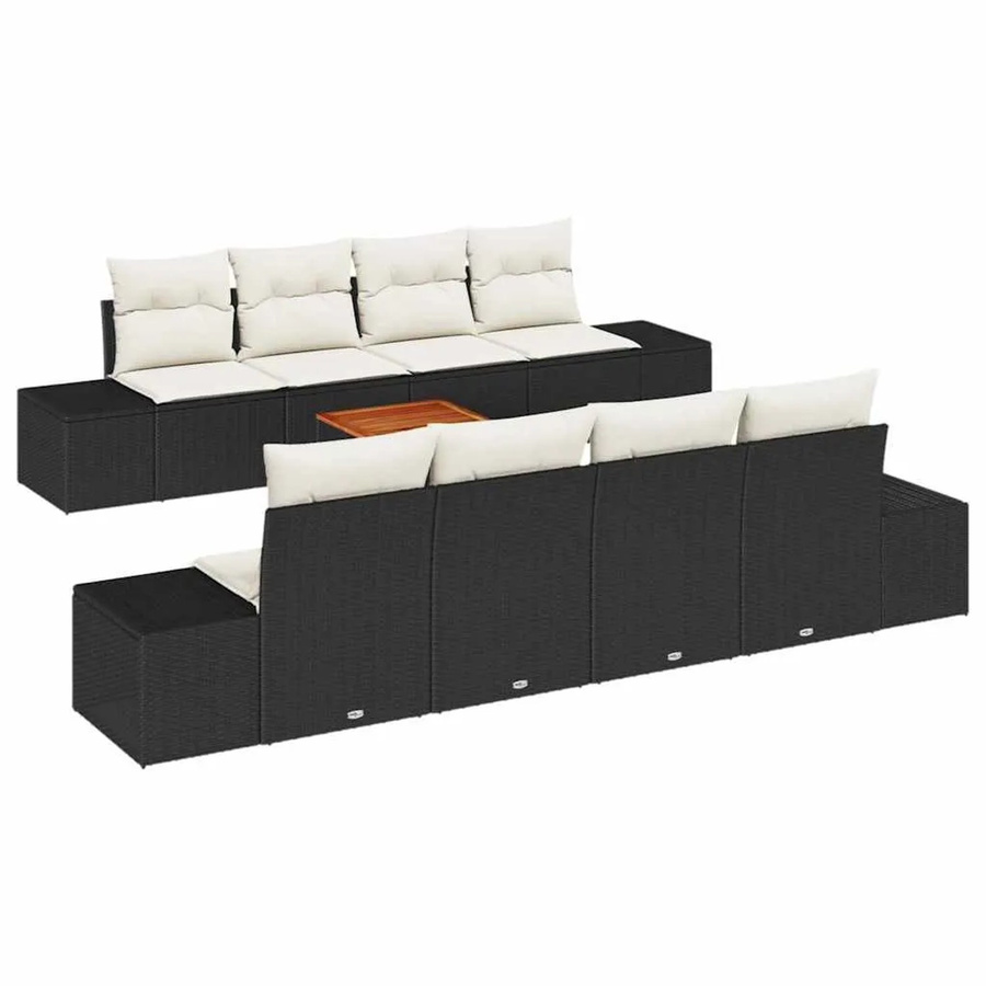 vidaXL Garten-Sofa-Set 7-teilig aus Polyrattan in Schwarz-Weiß mit U-Form und Stauraumfunktion - Bild 2