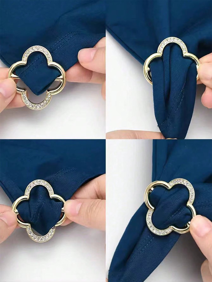 3-teiliges Set Hemdkragenclips, Schal- und Gürtelschnallen, Brosche, Damen, Gold und Silber - Bild 3