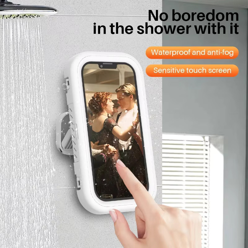 Wasserdichte Badezimmer Telefon Wandhalterung mit verstellbarer Rotation für Dusche und WC in Blau oder Weiß - Bild 2