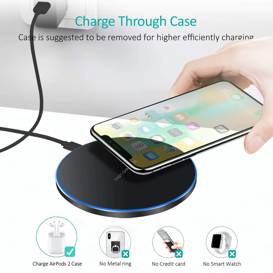 SEamopar 30W Mini Kabelloses Ladegerät mit LED-Licht, Induktions-Schnellladestation für iPhone, Xiaomi und Huawei, erhältlich in Weiß oder Schwarz - Bild 3