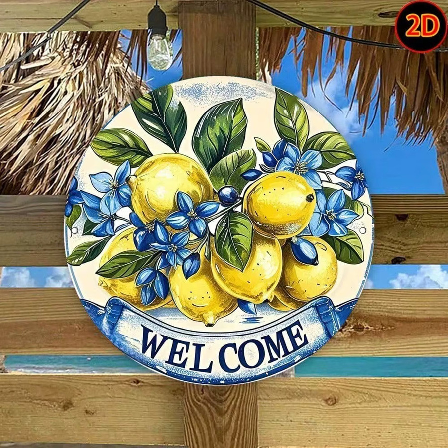 CIFBUY Vintage Bauernhaus Wandkunst-Schild aus Aluminium mit floralem Design, rund, Mehrfarbig, Durchmesser: 20 cm - Bild 3
