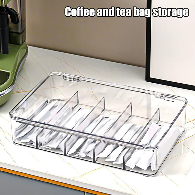 Stapelbare Organizer-Box aus transparentem Acryl mit mehreren Fächern zur Aufbewahrung von Brillen, Teebeuteln und Kosmetika - Bild 2