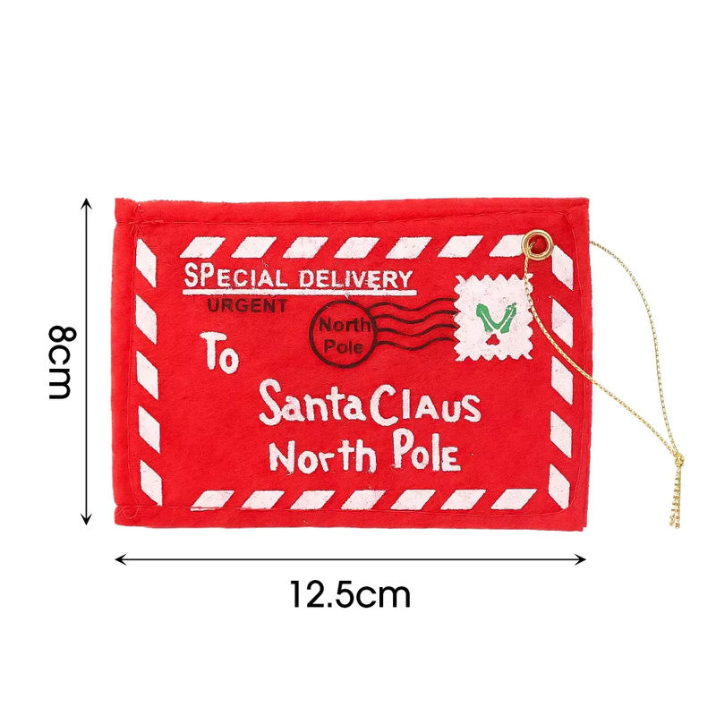 Weihnachts-Hängeornamente aus Filz in Rot mit Briefumschlag-Design und Stickerei für deine Weihnachtsbaum-Dekoration - Bild 6