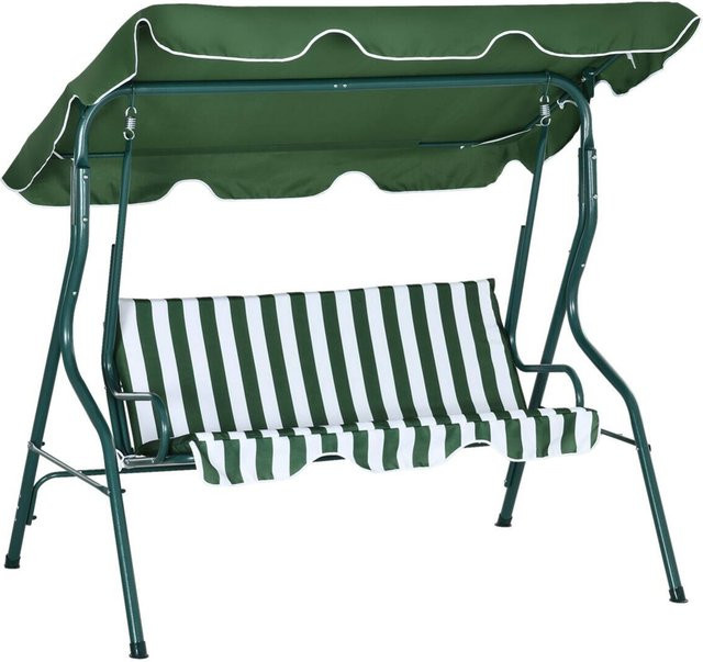 Outsunny Hollywoodschaukel in Grün mit Sonnendach und Kissen aus Polyester und Stahl, B/H/L: 110 x 170 x 153 cm - Bild 1