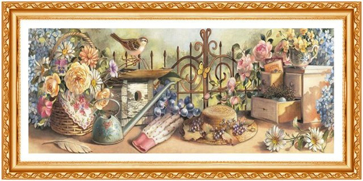 FIYO Diamond Painting Set Blumen und Vögel im Frühlingsdesign, 5D Diamant Stickerei, Mehrfarbig, B x H: 30 x 20 cm - Bild 1