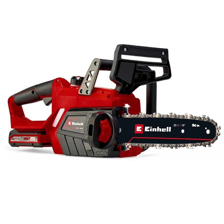 Einhell Akku-Kettensäge GE-LC 18 Li Kit Power X-Change in Rot/Schwarz mit 3,0 Ah Akku, Ladegerät und Ersatzakku - Bild 2