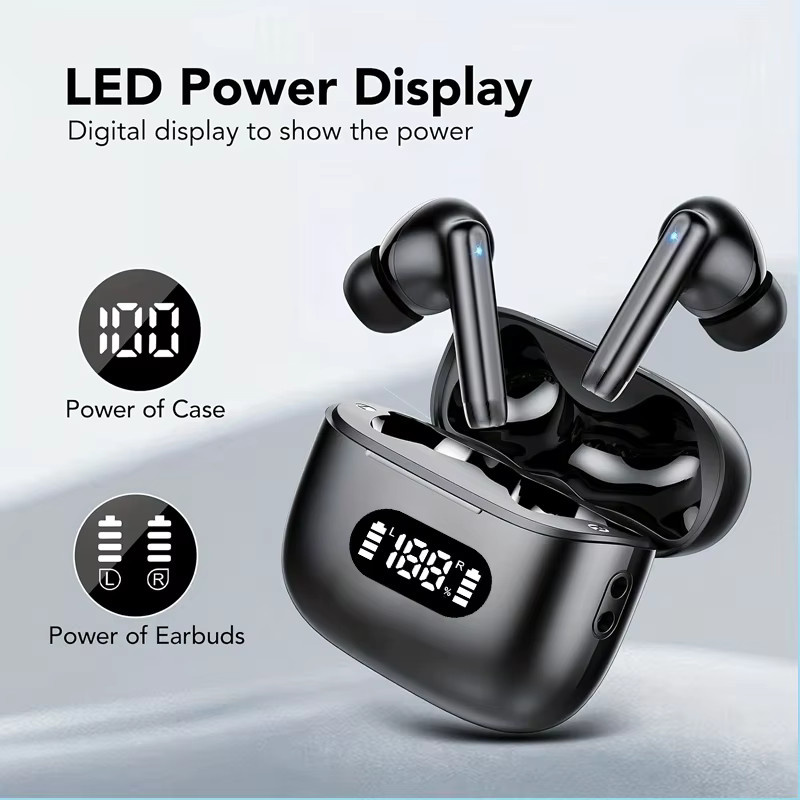 UYUXIO Kabellose TWS-Ohrhörer in Schwarz mit 40 dB Geräuschunterdrückung, Bluetooth 5.3, 6 Mikrofone mit ENC, LED-Anzeige und Transparenzmodus - Bild 2
