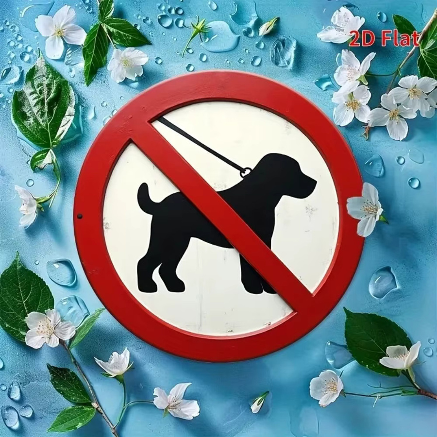 CIFBUY Rundes Metall-Warnschild Hunde verboten in Rot mit Hundemotiv für Wand und Garten, Durchmesser: 20 cm - Bild 2