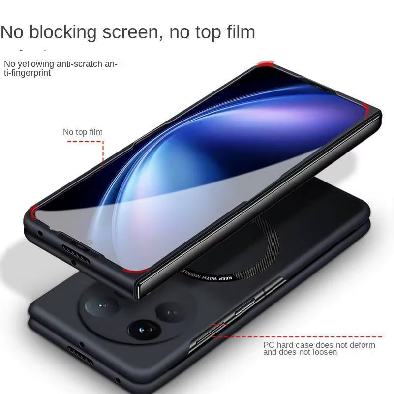 MagSafe Magnetische Hülle für VIVO X Fold 5 und X Fold3 Pro mit Scharnierschutz und transluzentem Design in Schwarz und Transparent - Bild 4
