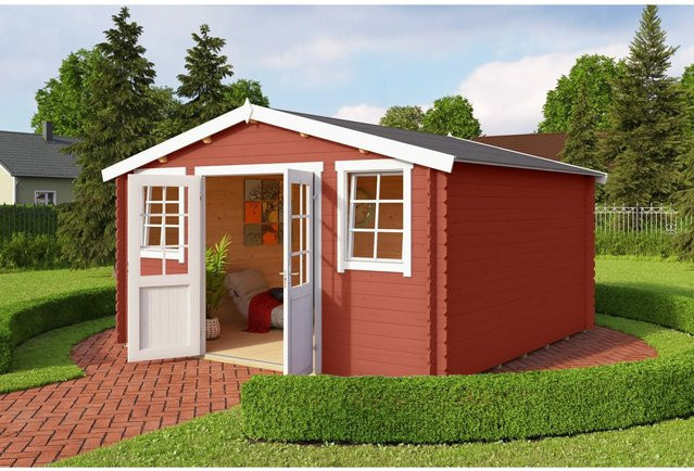 Lasita Gartenhaus Maja Wels 4 aus Fichtenholz mit Satteldach in Schwedenrot, B/H/T: 425,1 x 245,1 x 410 cm - Bild 1