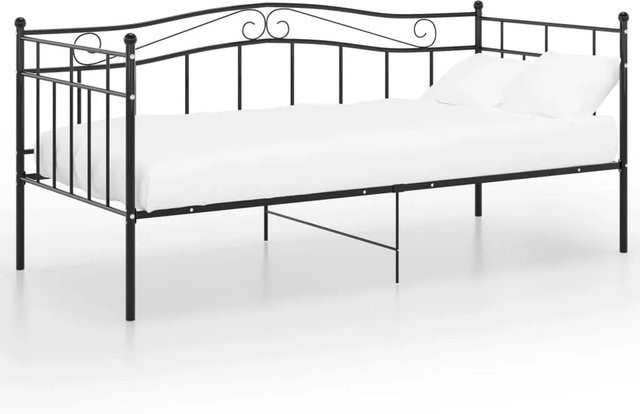 vidaXL Schlafsofa Bettgestell aus pulverbeschichtetem Metall in Schwarz, B/T/H: 90 x 200 cm - Bild 1