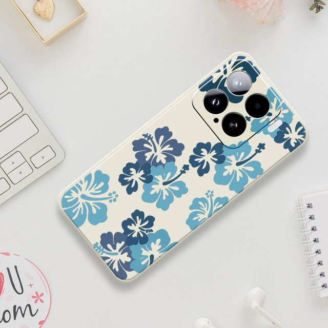 Silikon Handyhülle mit blauem Blumenmuster für Xiaomi Mi 15 Ultra, Mi 14T, 13T, 11T Pro und Mi 13T Pro - Bild 1