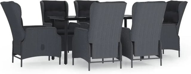 vidaXL 7-teilige Garten-Essgruppe aus Poly-Rattan in Dunkelgrau und Schwarz - Bild 1