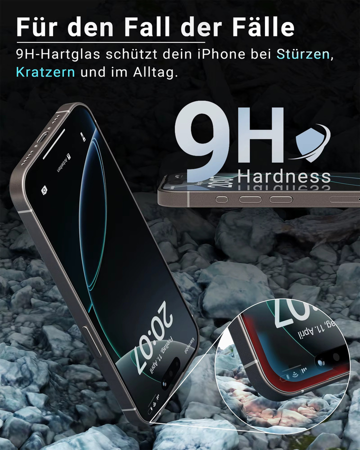 GreenHec Panzerfolie Privacy Glas als Sichtschutz für iPhone 16 15 14 13 Pro Max, transparent und stoßfest - Bild 3
