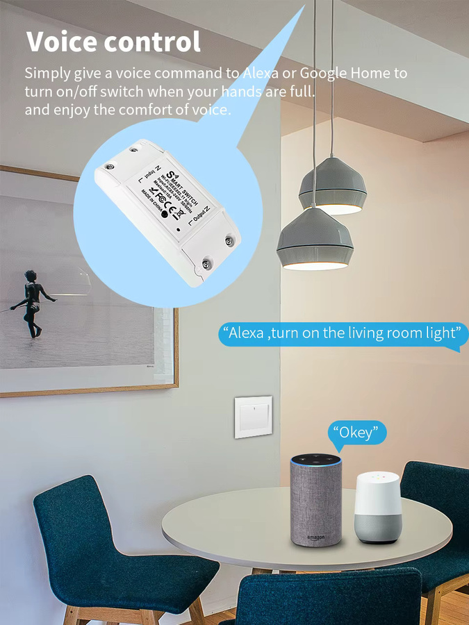 EWeLink WLAN Smart Switch Timer mit RF 2.4G Fernbedienung, Wandmontage, kompatibel mit Amazon Alexa und Google Assistant, Schwarz - Bild 6