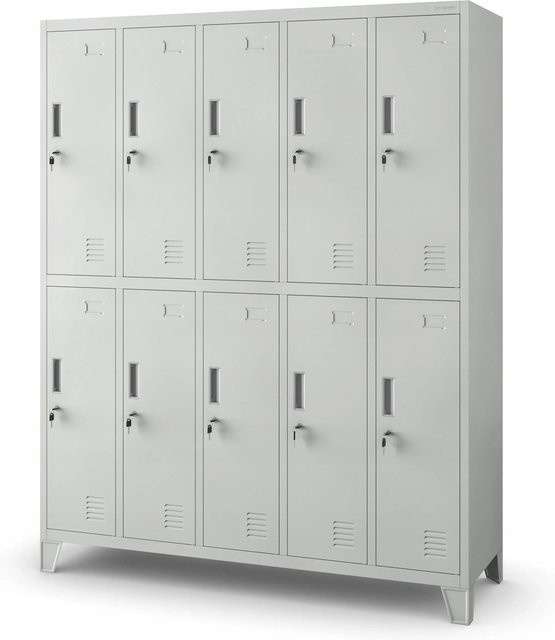 Jan Nowak Metallspind Umkleideschrank mit 10 Fächern in Grau, B/T/H: 136 x 45 x 172 cm - Bild 1