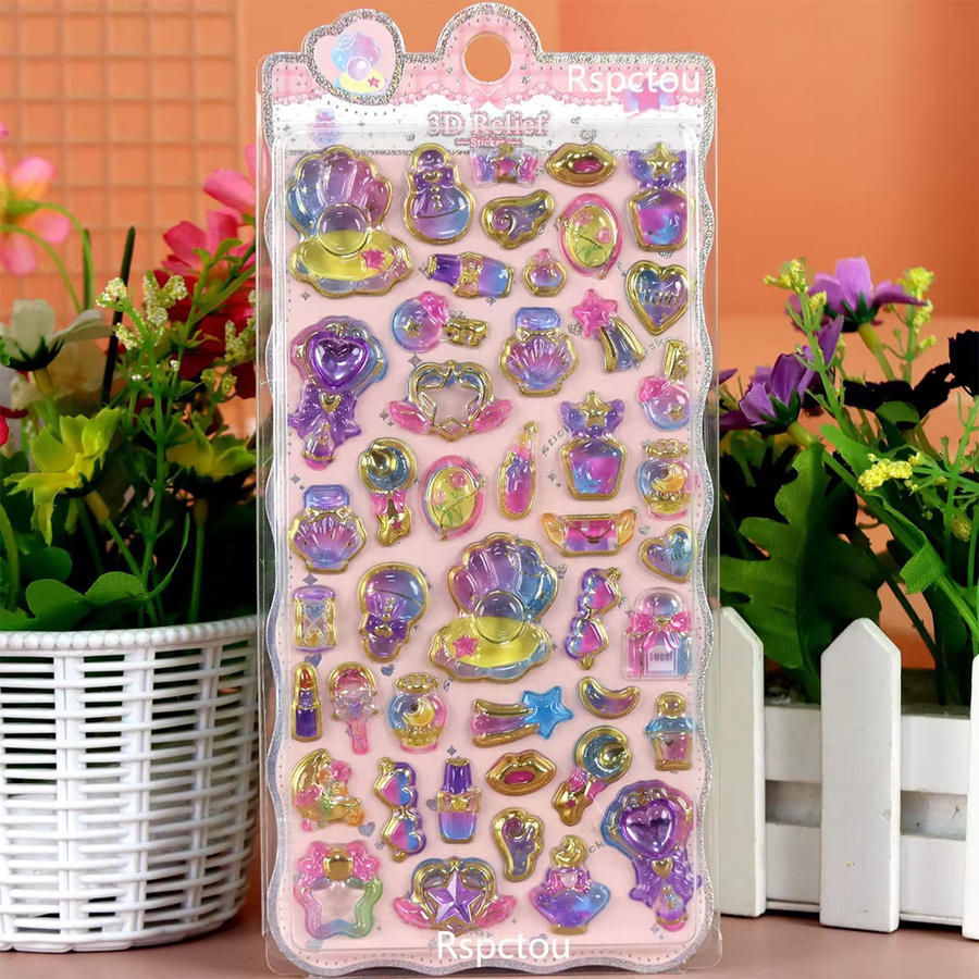 Charile Kawaii Muschel Meerestier Schmetterling Kristall-Aufkleber, 3D Relief-Sticker, multicolour - Bild 2