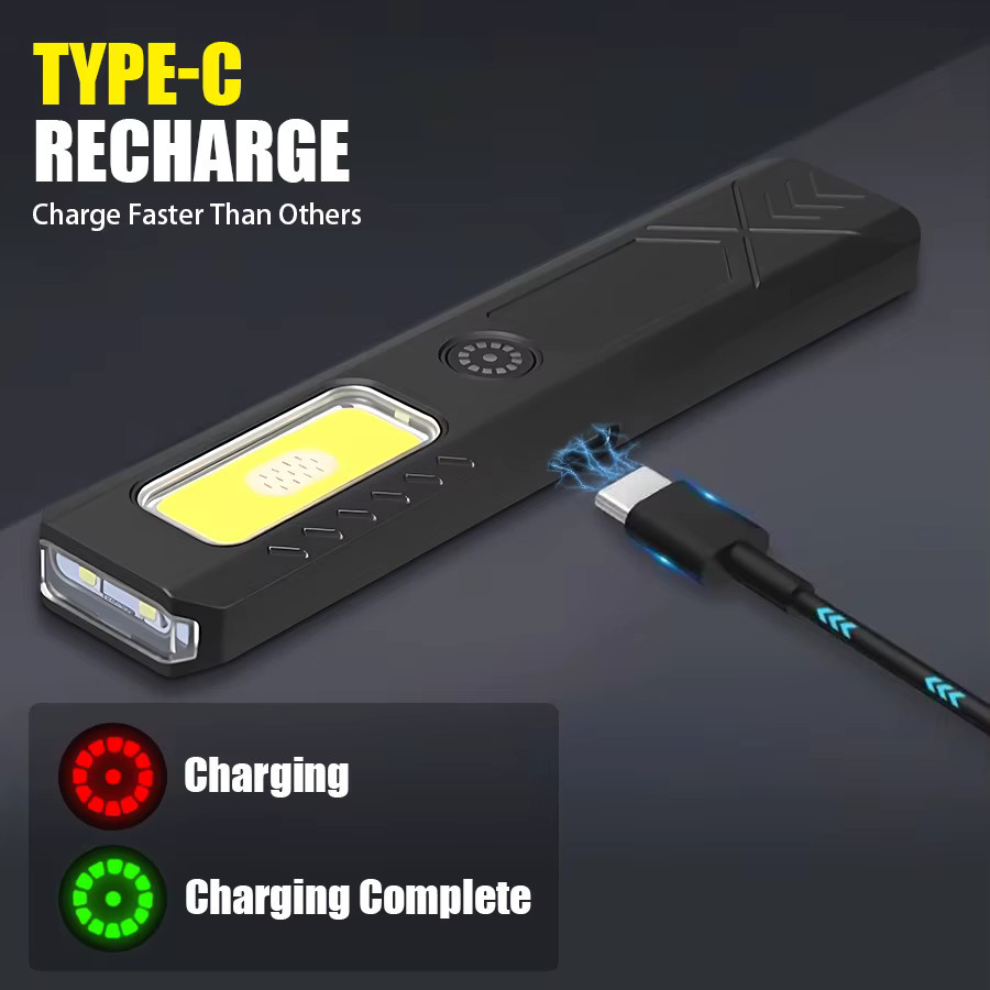 NEWBIRTH LED-Schlüsselanhänger-Taschenlampe in Schwarz, wiederaufladbare Mini-Taschenlampe mit 550 lm Flutlicht und Magnet für Notfall und Arbeit - Bild 2
