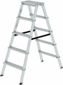 MUNK Aluminium-Stehleiter ML beidseitig begehbar mit 2 x 5 Stufen in Silber - Bild 1