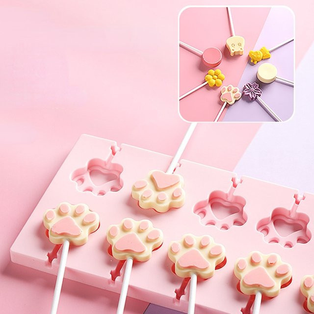 Silikonform für Tier-Lollipops und Schokolade in Pink zum Selbermachen von Süßigkeiten und Gelee - Bild 1