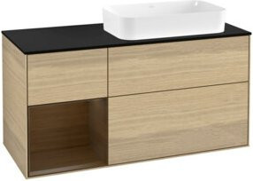 V&B Waschtischunterschrank Finion mit Wandbeleuchtung in Oak Veneer, Breite: 120 cm, Tiefe: 60 cm - Bild 1