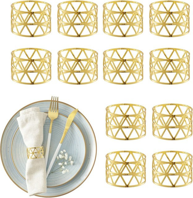 Relaxdays Serviettenringe aus Eisen in Gold, 12er Set - Bild 1
