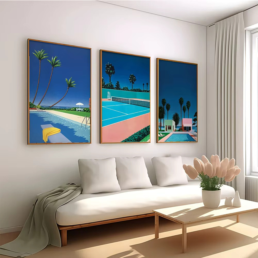 Potdemiel 3-teiliges Leinwandkunst-Set Hiroshi Nagai Wal Motiv, Mehrfarbig, Rahmenlose Wandkunst für dein Wohnzimmer - Bild 2
