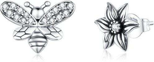 Bamoer Ohrstecker 925 Silber, Bienen und Blumen, Damen - Bild 1
