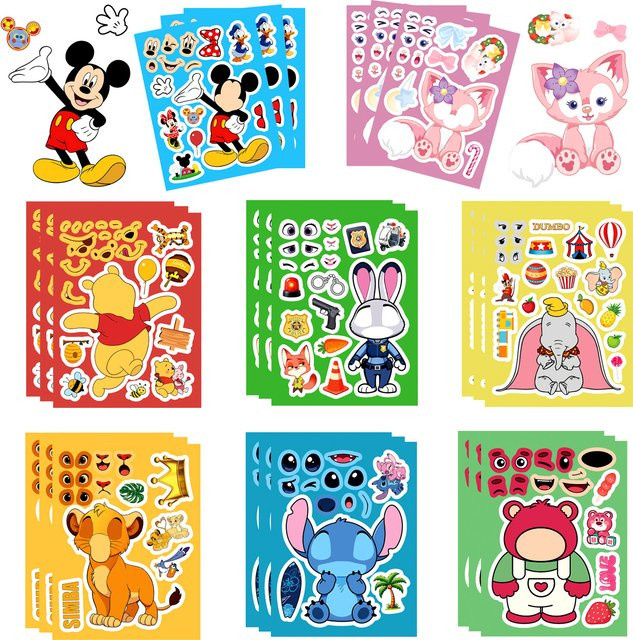 Disney Simba Winnie the Pooh Make-a-Face Puzzle-Aufkleber, 8/16 Blatt - Bild 1