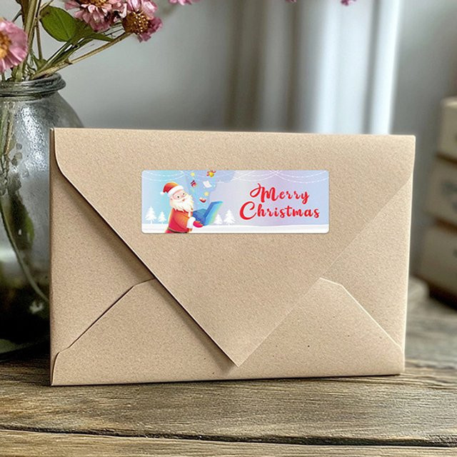 250 Stück Frohe Weihnachten Aufkleber in Multicolour als dekorative Umschlagsiegel für Weihnachtskarten und Geschenkboxen - Bild 1