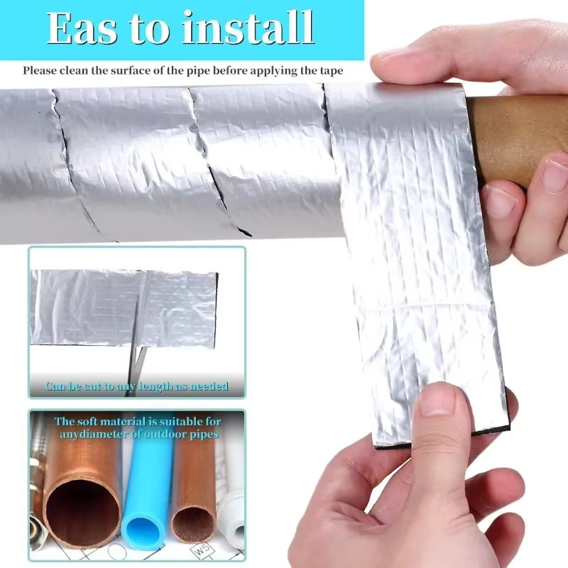 Frostschutzband für Rohre mit Aluminiumfolie zur Isolierung in Silber - Bild 2
