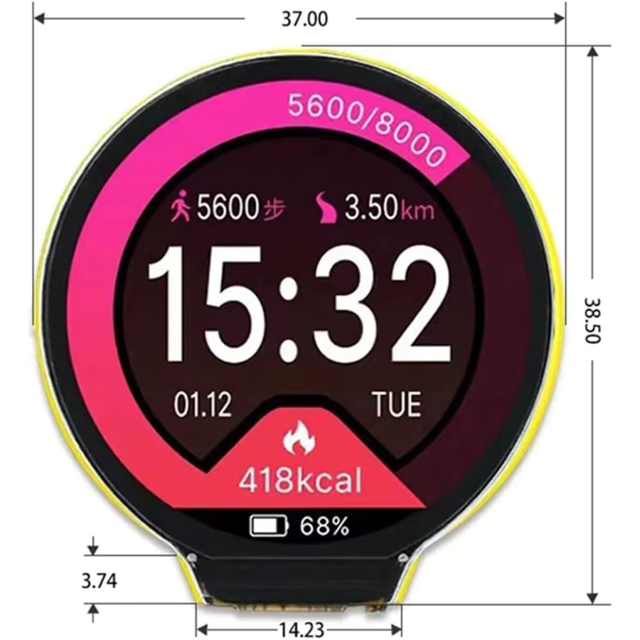 DIYmalls ESP32-C3 Rundes IPS Display mit Kapazitivem Touchscreen 1,28 Zoll 240x240 TFT LCD Modul GC9A01 in Schwarz - Bild 3