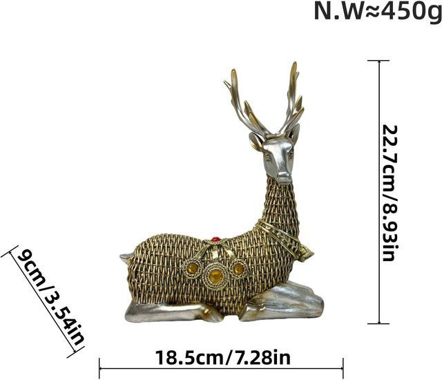 Yiran Furniture Elch-Dekoration aus Harz in Gold oder Silber für dein Wohnzimmer und Schreibtisch - Bild 1
