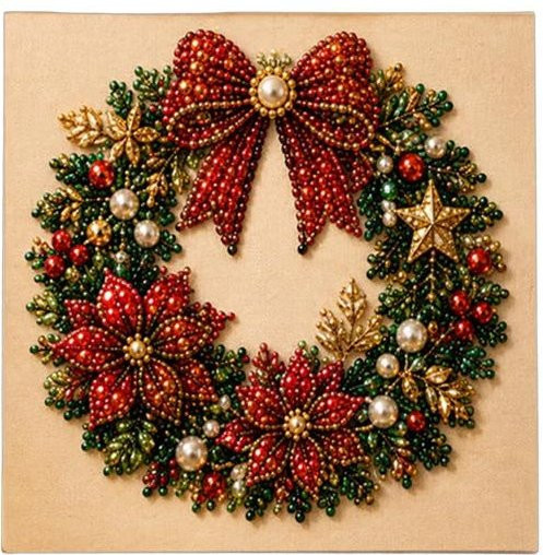 DIY Weihnachts-Perlenmalerei Kunstset mit Holzrahmen für dekorative Bastelarbeiten in Mehrfarbig - Bild 1