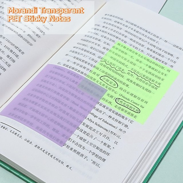 Morandi Transparente PET-Haftnotizen Wasserfeste Wiederablösbare Mini Notizblöcke in Klar für Studium und Fehlerkorrektur - Bild 1