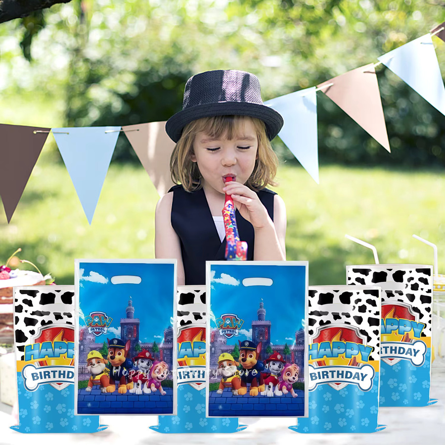 Paw Patrol Geschenktüten für Kindergeburtstage, bunte Party-Dekoration aus Papier mit Hundepfoten-Motiv, Mehrfarbig - Bild 3