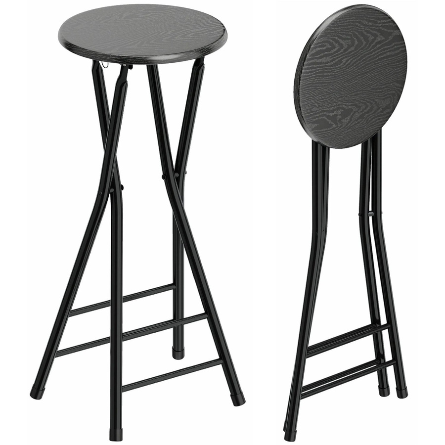 HOMCOM Barhocker in Schwarz mit minimalistischem Design aus Stahl und MDF, B/T/H: 34 x 30 x 70 cm - Bild 2