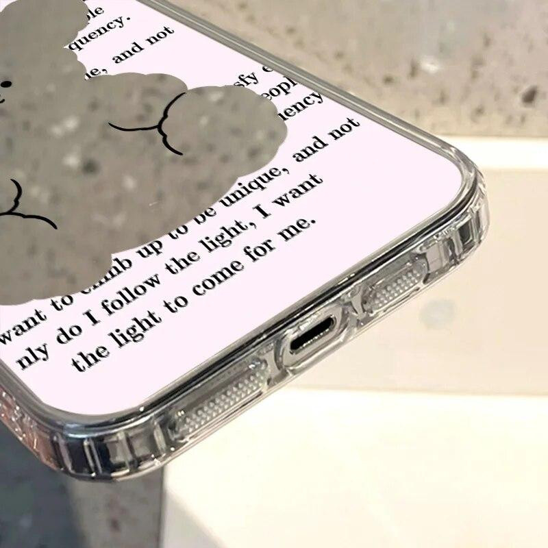Niedliche Bär Handyhülle mit Make-Up Spiegel und Luxus Plating für iPhone 11 12 13 14 15 Pro Max XR XS X Transparent - Bild 4