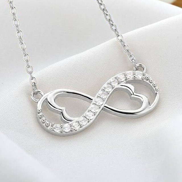 Huitan Halskette mit Anhänger, Herz-Infinity-Design, Silber, Zirkonia, Damen - Bild 1
