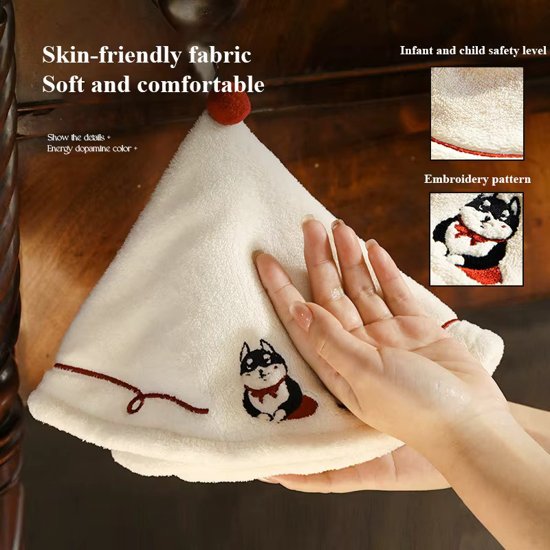Sanmiqinghe Saugfähiges Frottee Handtuch mit Stickerei für Badezimmer und Küche - Bild 3