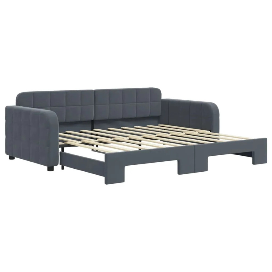 vidaXL Ausziehbares Tagesbett aus Samt in Dunkelgrau mit Schublade, B/T/H: 90 x 190 cm - Bild 2