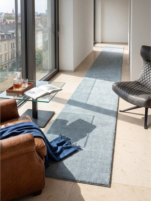 Hochflor Läufer Kadima Design von ALDAN in Blau, Breite: 60 cm, Länge: 110 cm - Bild 1
