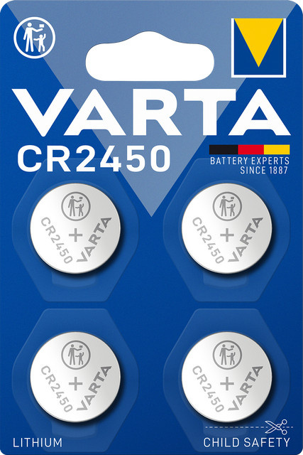 Varta Knopfzelle CR2450 Lithium 3V, 4 Stück, Silber - Bild 1