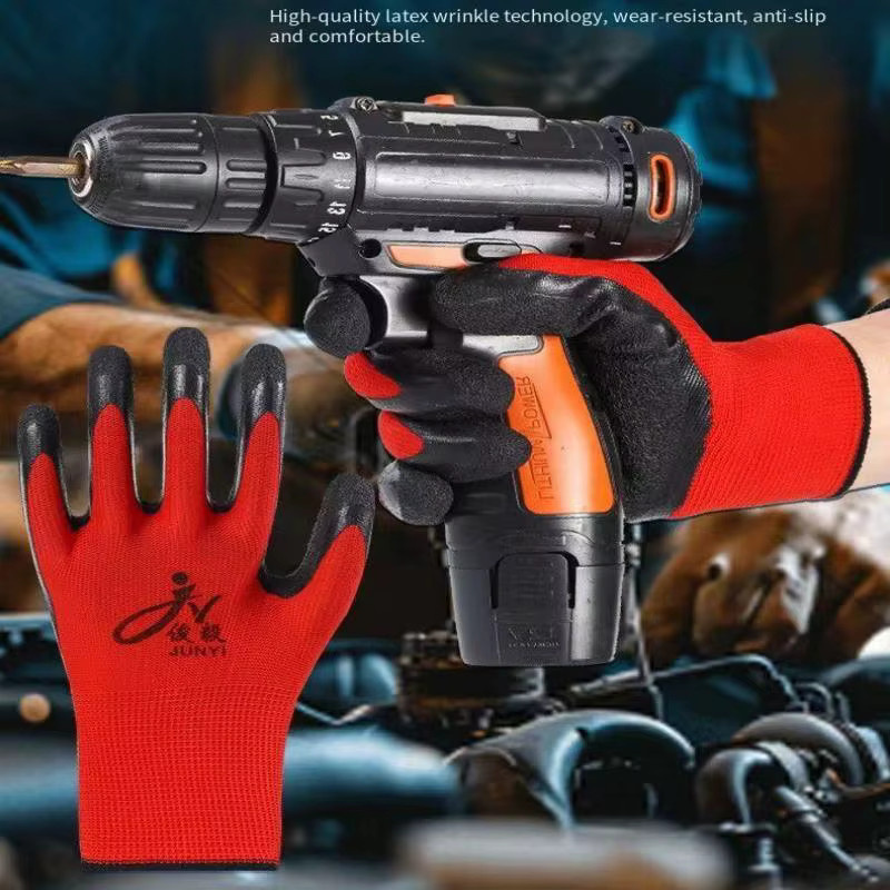 HFYSF Arbeitshandschuhe mit Latexbeschichtung in Rot für leichte Arbeiten und Gartenarbeit - Bild 3
