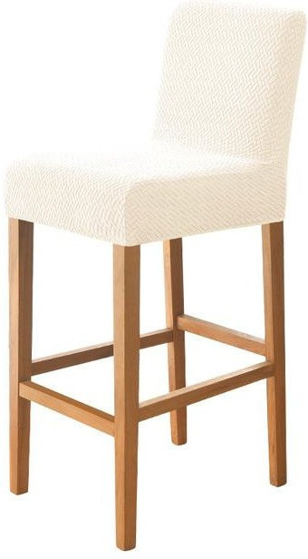Yiran Furniture T-Jacquard Elastischer Stuhlbezug für Barhocker mit kurzer Rückenlehne, Beige, S-Größe - Bild 1