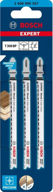 Bosch Expert Stichsägeblatt T 308 BP Wood 2-side clean HCS, 3 Stück - Bild 3