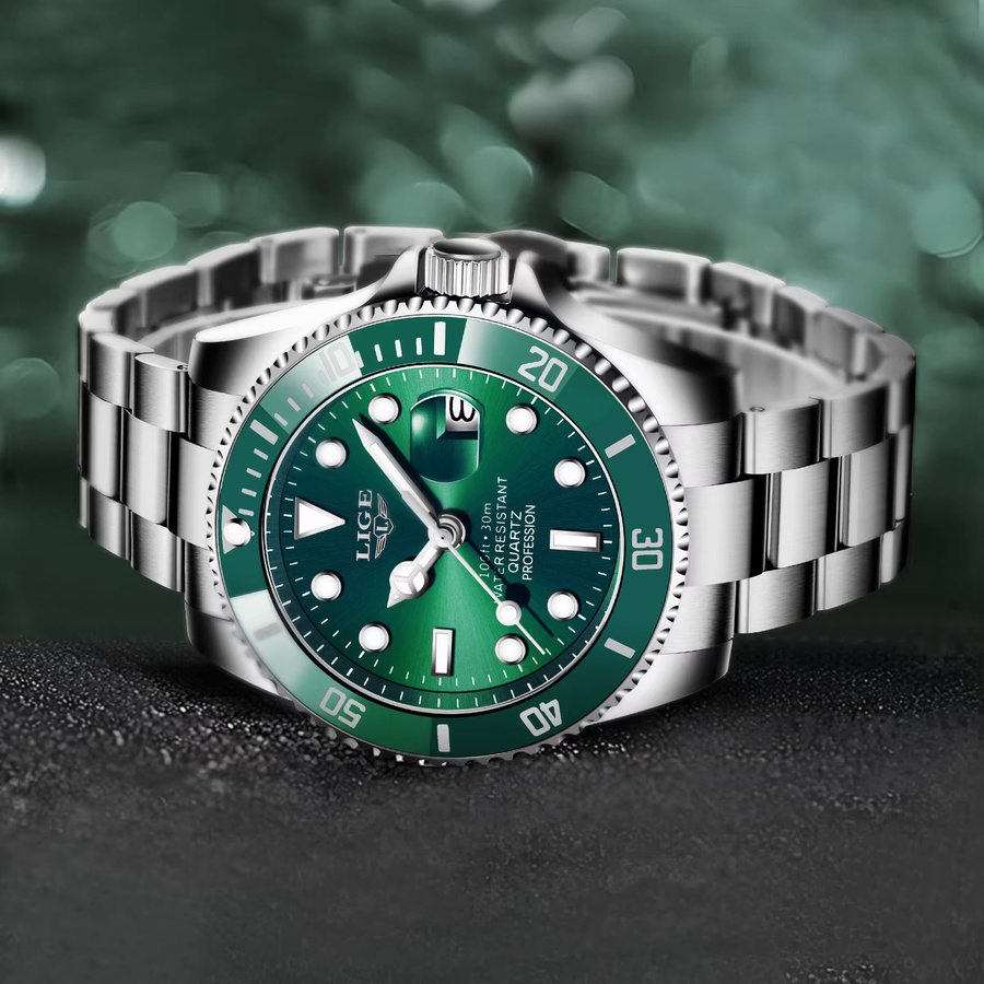 LIGE Armbanduhr Quarz, Edelstahl, Datum, Herren - Bild 3