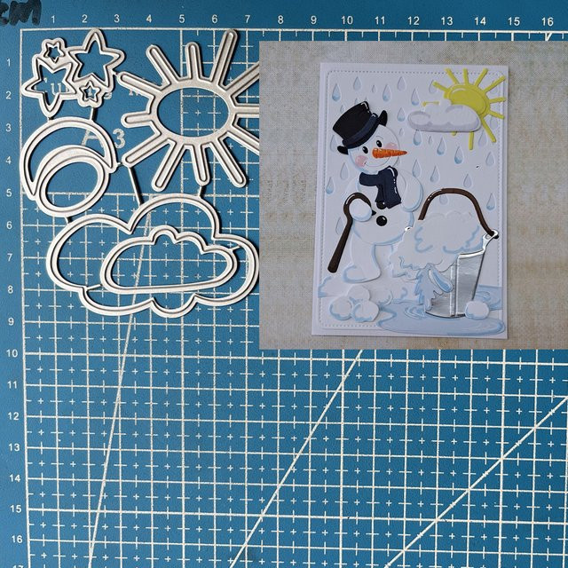 Glückliche Göttin Metall Stanzformen mit Sonne Mond Sternen und Wolken in Silber für DIY Scrapbooking und Papierhandwerk - Bild 1